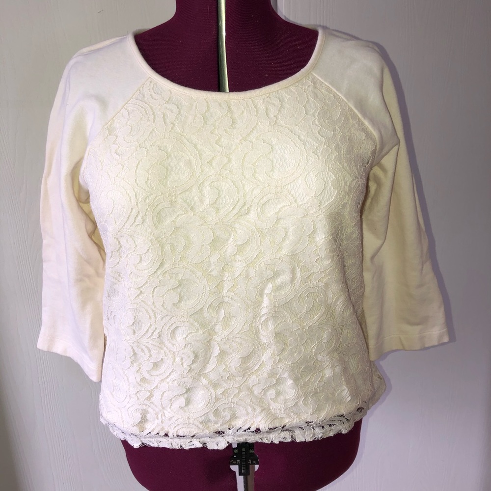 🌟3$/15🌟Ann Taylor Loft lace overlay top. Size L